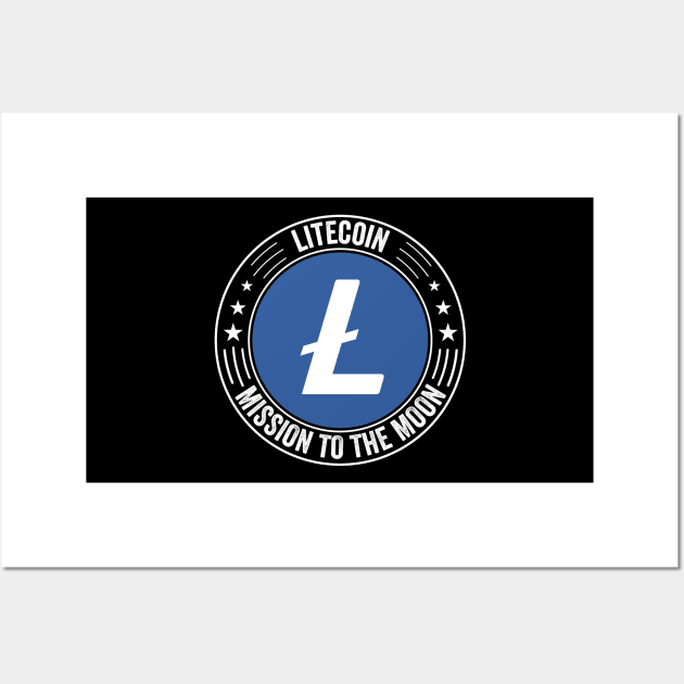 Vintage Litecoin Lite Coin LTC To The Moon Crypto Token Cryptocurrency Wallet Birthday Gift For Men Women Kids Wall Art by Thingking About